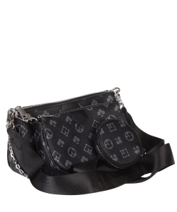 Crossbody Bags Trendy Clutch Envelope Shoulder Bag w/ Purse BAG3 BLACK /